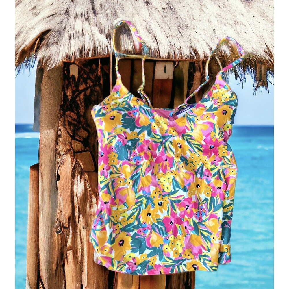 NWT Womens XS ANNE COLE Tankini Swimsuit Triangle Top Sunshine Floral X-Small